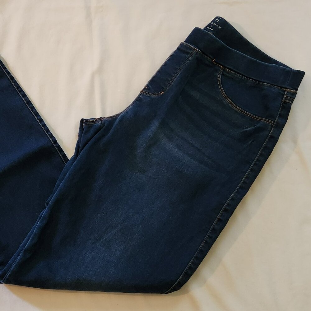 Hannah leggings jeggings sz L blue denim Good condition